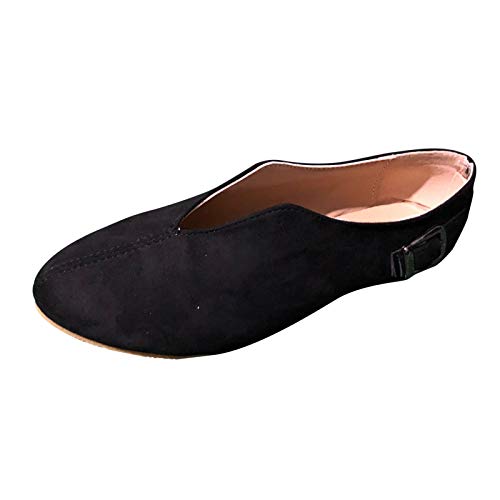 Flache Schuhe für Damen Sommerschuhe Damen Elegant Freizeitschuhe Spitzer Zehenbereich Schuhe Schnalle Loafers Frauen Wildlederwohnungen Flock beiläufige Stiefeletten Halbschuhe von generic