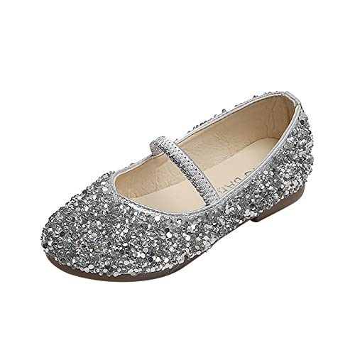 Hanno Baby Pailletten Schuhe Tanz Kinder unten Mädchen Prinzessin weiche Schuhe Baby Schuhe Sneaker Kleinkind (Silver, 34 Little Kid) von generic