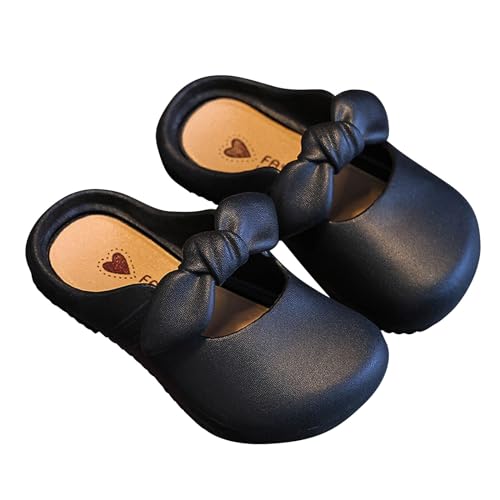 Hausschuhe Atmungsaktiv Kleinkind Mädchen Indoor Anti-Rutsch weiche Unterseite Schleife Baotou Prinzessin Sandale Hausschuhe Hausschuhe 36 (Black, 26 Toddler) von generic