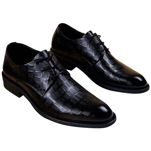 Herren Anzugschuhe, Casual rutschfeste Klassischer Oxford Schuhe Derby Schuhe Smoking Elegante 48 Anzugschuhe Lackschuhe Business Schuhe Leder Schwarz Hochzeit Lederschuhe Schnürschuhe von generic