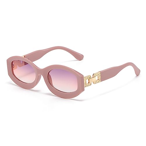 Mode Beliebte Sonnenbrillen Ovale Sonnenbrillen Frauen Sonnenbrillen Weibliche Lady Schattiert Brille Grüne Goggles Eyewear Uv400/Rosa/Einheitsgröße von generic