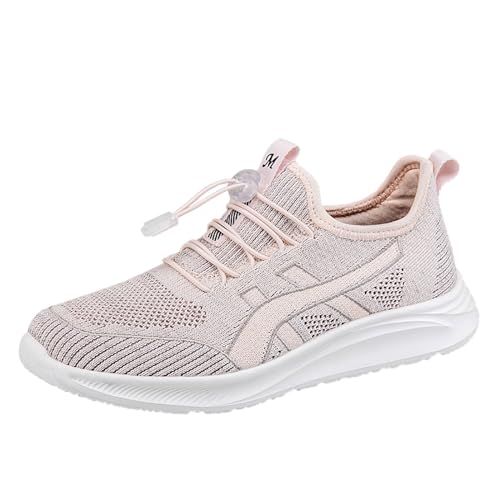 Unisex Knit Sneaker Slip-Ins Sportschuhe Turnschuhe Walkingschuhe Outdoor Laufschuhe Leicht Freizeitschuhe Fitness Schuhe Schnürsenkel Fußgewölbe Rosa, Lila, Schwarz Gr. 36-41 von generic