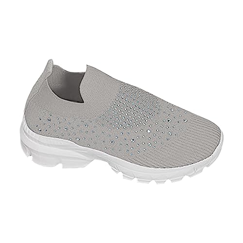 Walkingschuhe Damen mit Dämpfung Orthopädische Schuhe Damen Strass Glitzer Sneaker Atmungsaktiv Slip On Sportschuhe Modische Joggingschuhe Weicher Sohle Turnschuhe Glänzende Laufschuhe von generic