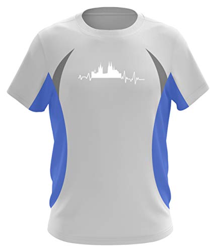 Heartbeat Köln - T-Shirt - Herren Laufshirt tailliert geschnitten -XL-Blau-Weiss von generisch