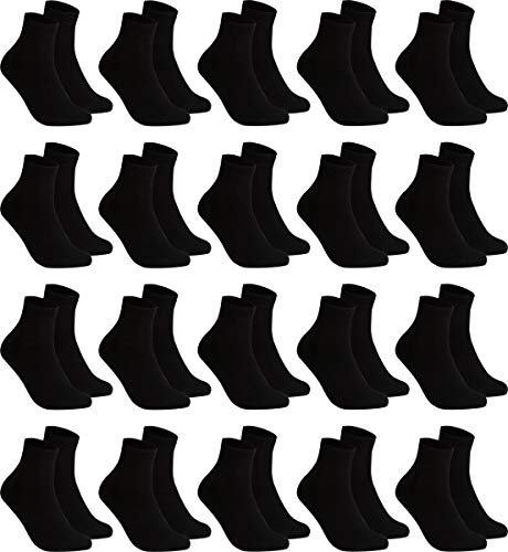 gigando – Kurze Quarter Socken Herren schwarz Baumwolle 20 Paar im Vorteilspack, atmungsaktive Kurzsocken für Alltag, Sport und Freizeit, ohne Naht, 39-42 von gigando