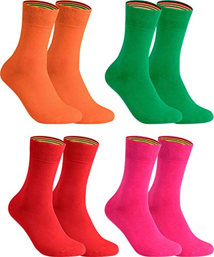 gigando – Socken Herren Baumwolle Uni Farben 4er oder 8er Pack in Premiumqualität – bunt farbige Strümpfe für Anzug, Business, Freizeit – ohne Naht - in rot, grün, rosa, orange Größe 35-38 von gigando