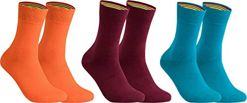 gigando – Socken Herren Baumwolle Uni Farben 3er oder 8er Pack in Premiumqualität – bunt farbige Strümpfe für Anzug, Business, Freizeit – ohne Naht - in petrol, bordeaux, orange Größe 35-38 von gigando