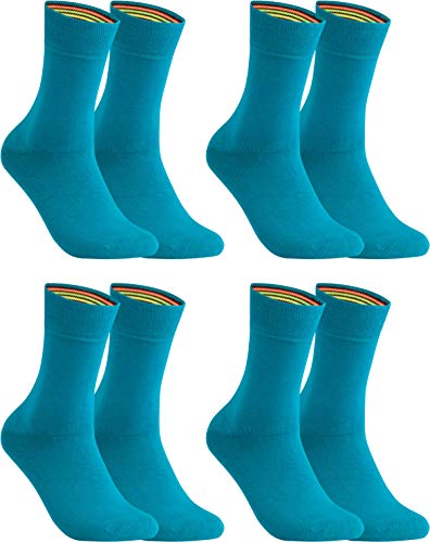 gigando – Socken Herren Baumwolle Uni Farben 4er oder 8er Pack in Premiumqualität – bunt farbige Strümpfe für Anzug, Business, Freizeit – ohne Naht - in petrol Größe 39-42 von gigando