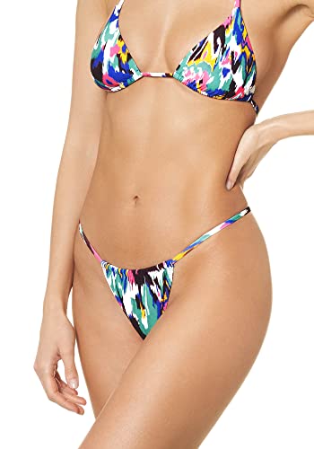 goldenpoint Bikini Damen Badeanzug Mini-Slip Verschiebbar Bohemian Ikat, Farbe Mehrfarbig, Größe M von goldenpoint