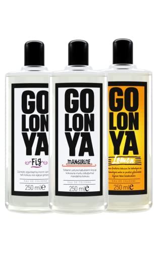 Golonya - LEMON - MANDARIN - FIG - Eau de Cologne Dreierpack - Kolonya 3x250ml Flasch - Kölnischwasser Erfrischend, Intensiv, Zitrone, Mandarine, Feige Duft - Unisex Golonya - LEMON - MANDARIN - FIG - Eau de Cologne Dreierpack - Kolonya 3x250ml Flasch - Kölnischwasser Erfrischend, Intensiv, Zitrone, Mandarine, Feige Duft - Unisex von golonya