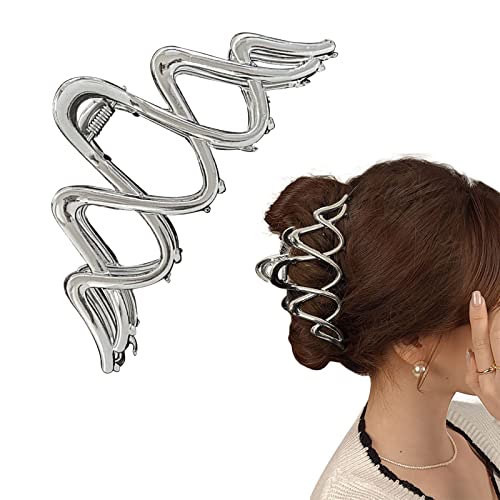 Silberne Haarklammern Große Haarspangen Metallkralle Starker Halt Clips Vintage Klaue Clips Klemme Anti-Rutsch Haarspange Haarnadeln Haarschmuck für Frauen und Mädchen Dünnes dickes Haar von golshine