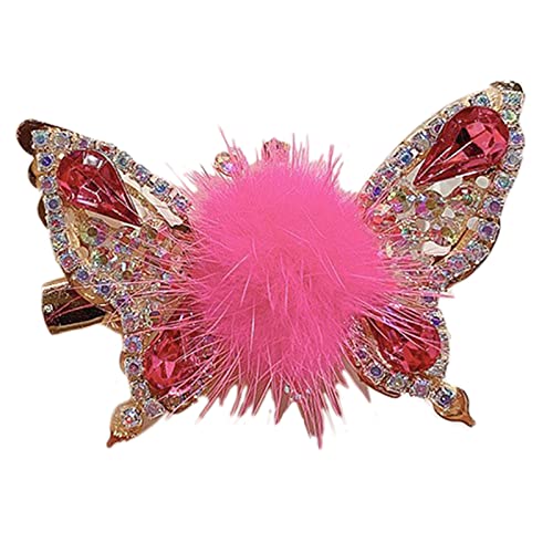 goodluxx Mädchen Schmetterling Haarspange Strass Nieten Elegant Haarnadel Frisur Accessoires Haarklaue Haarspangen Frauen Kopfschmuck Schmetterling Haarspange Hot Pink von goodluxx