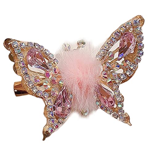 goodluxx Mädchen Schmetterling Haarspange Strass Nieten Elegant Haarnadel Frisur Accessoires Haarklaue Haarspangen Frauen Kopfschmuck Schmetterling Haarspange Rosa von goodluxx