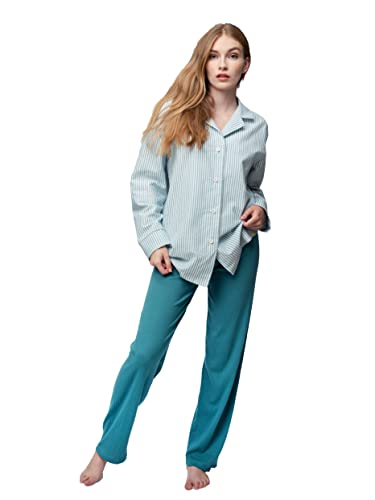 greenjama Damen Pyjama-Hemd, GOTS-Zertifiziert Pyjamaoberteil, Topaz, 36 von greenjama