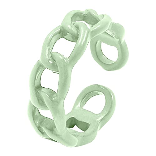 Ringe für Teenager-Mädchen, trendig, bunt, offener Manschettenring, kreativ, personalisierbar, kubanisches Ketten-Design, Index-Fingerring, Macarone, Mode, Süßigkeiten-Ring, Schmuck, Polymer-Ringe, D, von hahuha