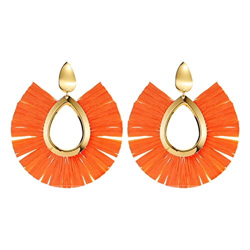 hahuha Perlenschmuck-Set für Frauen. Der neueste europäische Stil ist geeignet für Damen-Party-Schmuck, Ohrringe, Acryl-Ohrstecker für Frauen, Orange, Einheitsgröße, Klassisch von hahuha