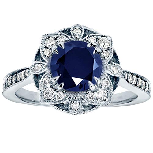 hahuha Ring-Set für Damen, hohles Kupfer, 610, modisch, mit blauem Zirkon, Ringgröße, Damenring, Blumenringe, Mädchenring, 36, Kupfer, Kein Edelstein von hahuha