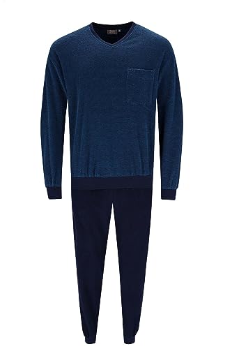 hajo - Herren Schlafanzug mit Bündchen - Frotte, Marine, 48 von hajo