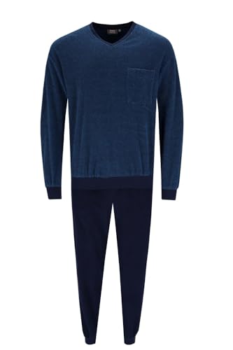 hajo - Herren Schlafanzug mit Bündchen - Frotte, Marine, 58 von hajo