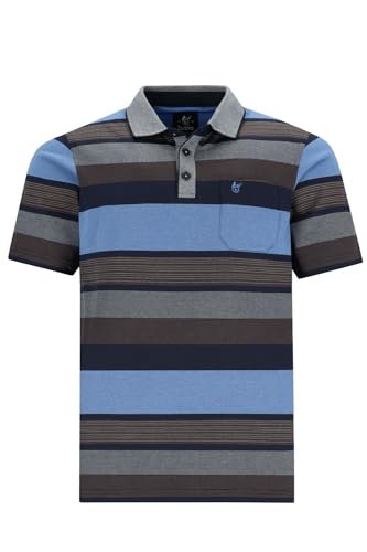 hajo Poloshirt Kurzarm Shirt Stay Fresh 27542 609 Marine/braun gestreift, Herren-Größe:52 von hajo