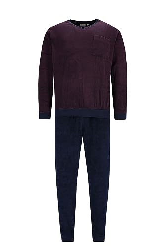 hajo Pyjama Schlafanzug 53667 303 Frottee Marine/Bordeaux gestreift, Größe:56 XXL von hajo