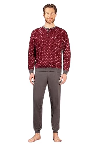 hajo Pyjama Schlafanzug Premium Cotton Bordeaux Gemustert 53670 303, Herren-Größe:52 von hajo