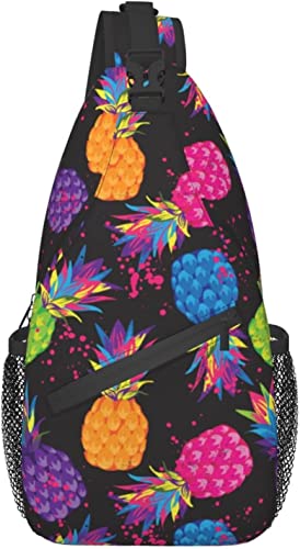 Bunte Ananas-Kunst, tropischer Schulterrucksack, Brusttasche, Umhängetasche, Fitnessstudio, Radfahren, Reisen, Wandern, Tagesrucksack für Männer und Frauen, Einfarbig, Einheitsgröße von hansgo