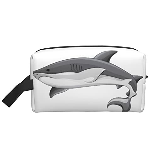 hansgo Coole Kosmetiktasche mit Hai-Fisch-Motiv, Make-up-Tasche, Reise-Kulturbeutel, Organizer, Make-up-Pinsel, Aufbewahrungstasche für Damen und Herren, einfarbig, Einheitsgröße von hansgo