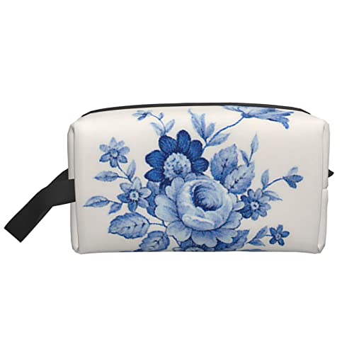 hansgo Kosmetiktasche mit Blumenmuster, Make-up-Tasche, Reise-Kulturbeutel, Organizer, Make-up-Pinsel, Aufbewahrungstasche für Damen und Herren, einfarbig, Einheitsgröße von hansgo