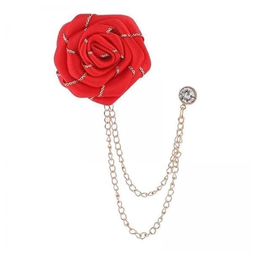 harayaa 2 X Blumenbrosche, Rose Boutonniere Abzeichen Quaste Kette Anzug Dekoration, Mode Bräutigam Blumennadel, Hochzeitsbroschen von harayaa