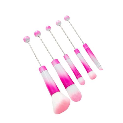 harayaa 5x Make-Up Pinsel mit Perlen Verwendbar für Beauty-Tool Synthetische Foundation Metall Tube Premium Kosmetik Pinsel für Geschenke Schwester Frauen, Rose Rot von harayaa