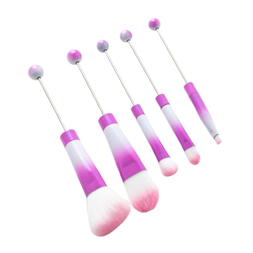 harayaa 5x Make-Up Pinsel mit Perlen Verwendbar für Beauty-Tool Synthetische Foundation Metall Tube Premium Kosmetik Pinsel für Geschenke Schwester Frauen, lila Rot von harayaa