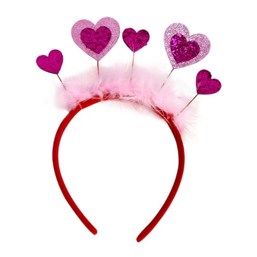 harayaa Valentinstag Herz Stirnband Glitzer Herz Kopfschmuck Haarreifen Photobooth Requisiten für Maskerade 2024 Neujahr, Rosa von harayaa