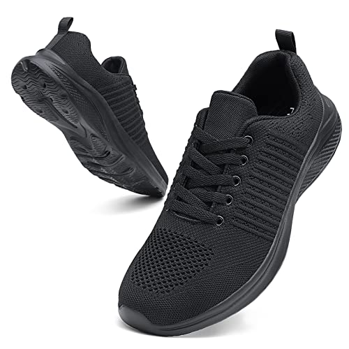 Walking for Men Wide Shoes Fashion Sneakers Mesh Workout Casual Sports Non Slip Shoes Breathable Tennis Running Athletic Shoes Lightweight, Schwarz , 42 EU von hecodi