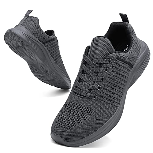 Walking for Men Wide Shoes Fashion Sneakers Mesh Workout Casual Sports Non Slip Shoes Breathable Tennis Running Athletic Shoes Lightweight, grau, 44 EU von hecodi