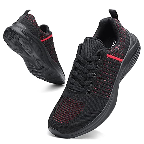 Wanderschuhe für Herren, breite Schuhe, modische Sneaker, Netzstoff, Workout, Freizeit, Sport, rutschfeste Schuhe, atmungsaktiv, Tennis, Laufen, Leichtathletikschuhe, leicht, rot / schwarz, 41 EU von hecodi