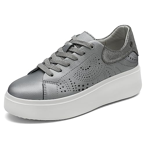 hecodi Damen Halbschuhe Plateauschuhe Trainer Grau 41 von hecodi