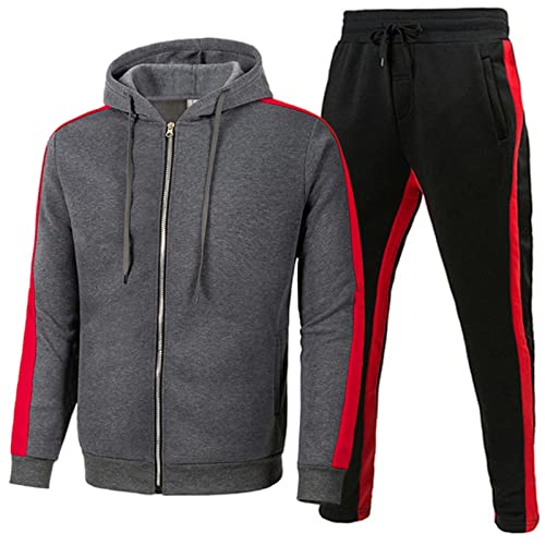 hehiy Herren Fleece Innenseite 2 Piece Trainingsanzug Sportanzug Tracksuit Hoodie Trainingsanzug Herren 3Xl Herren Hausanzug Freizeitanzug Elegant Tracksuit Herren Winter von hehiy