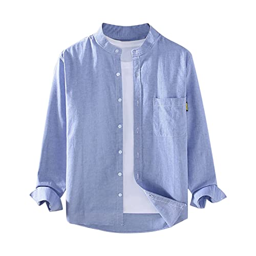 hehiy Leinenhemd Herren Langarm Hemden Button Down Shirts Casual Freizeithemd Regular Fit Baumwolle Stehkragenhemd WeißEs Hemd Herren Hemd Herren Schwarz Regular Fit Hemd Herren Langarm Schwarz Weiss von hehiy