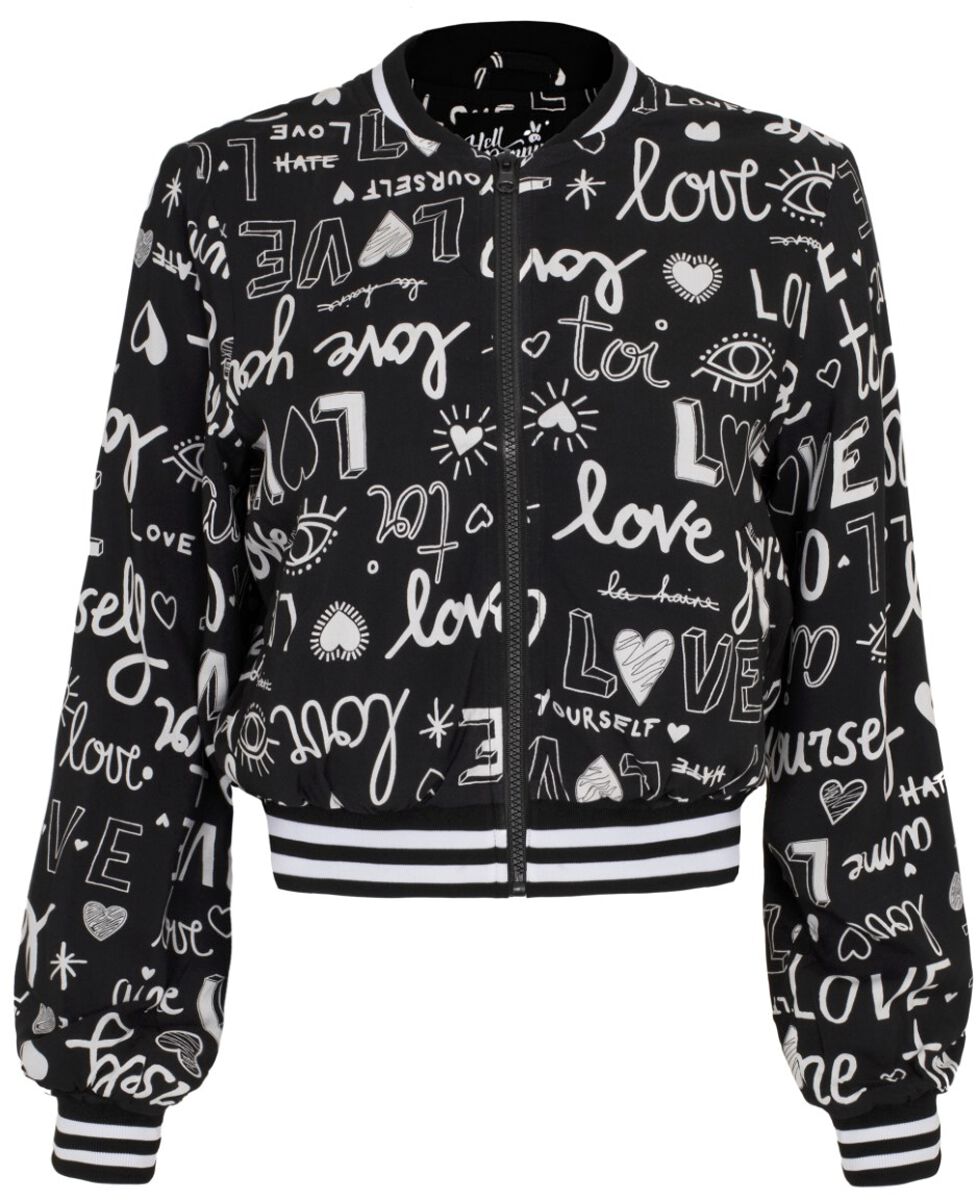 Hell Bunny Love Yourself Jacket Collegejacke schwarz weiß in L von hell bunny