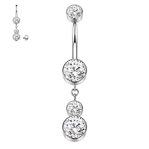 Süße Dangly Bauchnabelringe 14G Bauchring G23 Titan Bauchnabelpiercing Schmuck Dangle Nabelringe Bauchstangen 10mm Bauch Barbell Innengewinde Lange gebogene Barbell für Frauen Mädchen mit CZ von hengkaixuan