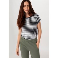 hessnatur Damen Slub Ringel Shirt Regular aus Bio-Baumwolle - blau - Größe 34 von hessnatur