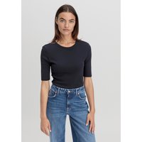 hessnatur Damen Softrib Shirt Slim aus Bio-Baumwolle und TENCEL™ Modal - blau - Größe 38 von hessnatur