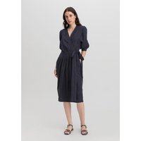 hessnatur Damen WUNDERKIND × hessnatur Wrap Kleid Midi Relaxed aus Leinen - blau - Größe 38 von hessnatur