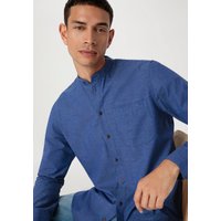 hessnatur Herren Hemd Regular aus Bio-Baumwolle mit Hanf und Yak - blau - Größe M (41/42) von hessnatur