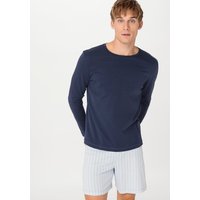 hessnatur Herren Langarmshirt Regular PURE NATURE aus Bio-Baumwolle - blau - Größe 46 von hessnatur