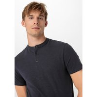 hessnatur Herren Slub Henley Shirt Regular aus Bio-Baumwolle - blau - Größe 46 von hessnatur