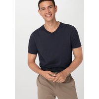 hessnatur Herren V-Shirt Regular aus Bio-Baumwolle - blau - Größe 52 von hessnatur