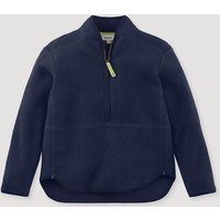 hessnatur Kinder Fleece Troyer Regular aus Bio-Baumwolle - blau - Größe 110/116 von hessnatur