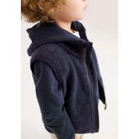 hessnatur Kinder Wollfleece Weste Regular aus Bio-Merinowolle - blau - Größe 122/128 von hessnatur